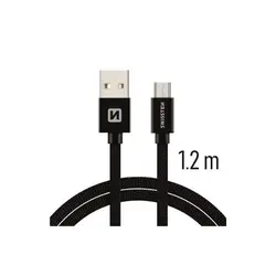 Swissten kabel USB/microUSB, platneni, 1.2m, crni 