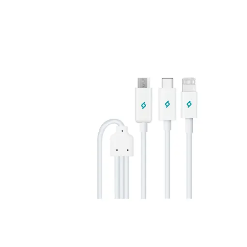Kabel - Trio - Lightning, USB-C & MicroUSB to USB (1,20m) - White